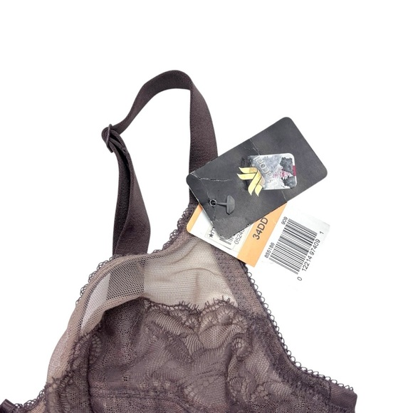 WACOAL STYLE 855186 CAPPUCCINO BROWN FLORAL LACE RETRO CHIC UNLINED BRA 34DD 34E - Picture 5 of 12